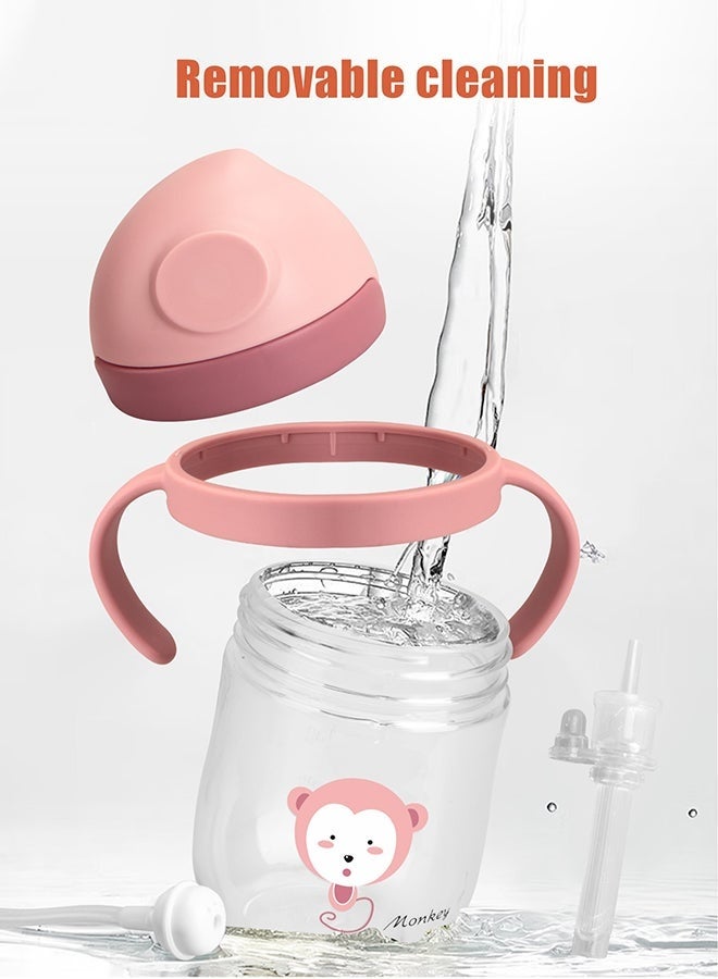 YUJA 2-Pcs Baby Sippy Cups For 6 Months +, 250ml Baby Cup with Weighted Straw and Easy Grip Handles, Kids Water Bottle with Simple Flip Lid, 360 Degree Spill Proof Toddler Cup - Image 2